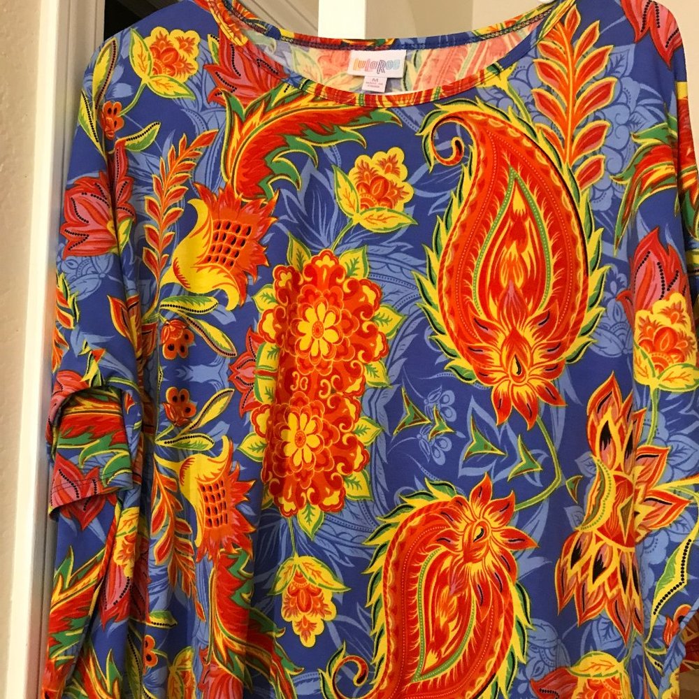 Lularoe Irma Colorful Paisley, Orange Blue Yellow
